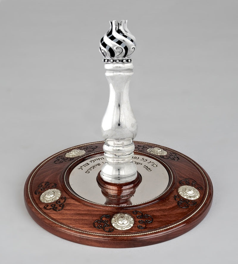 Wood & Silver Etz Chaim Torah Rollers #23-74