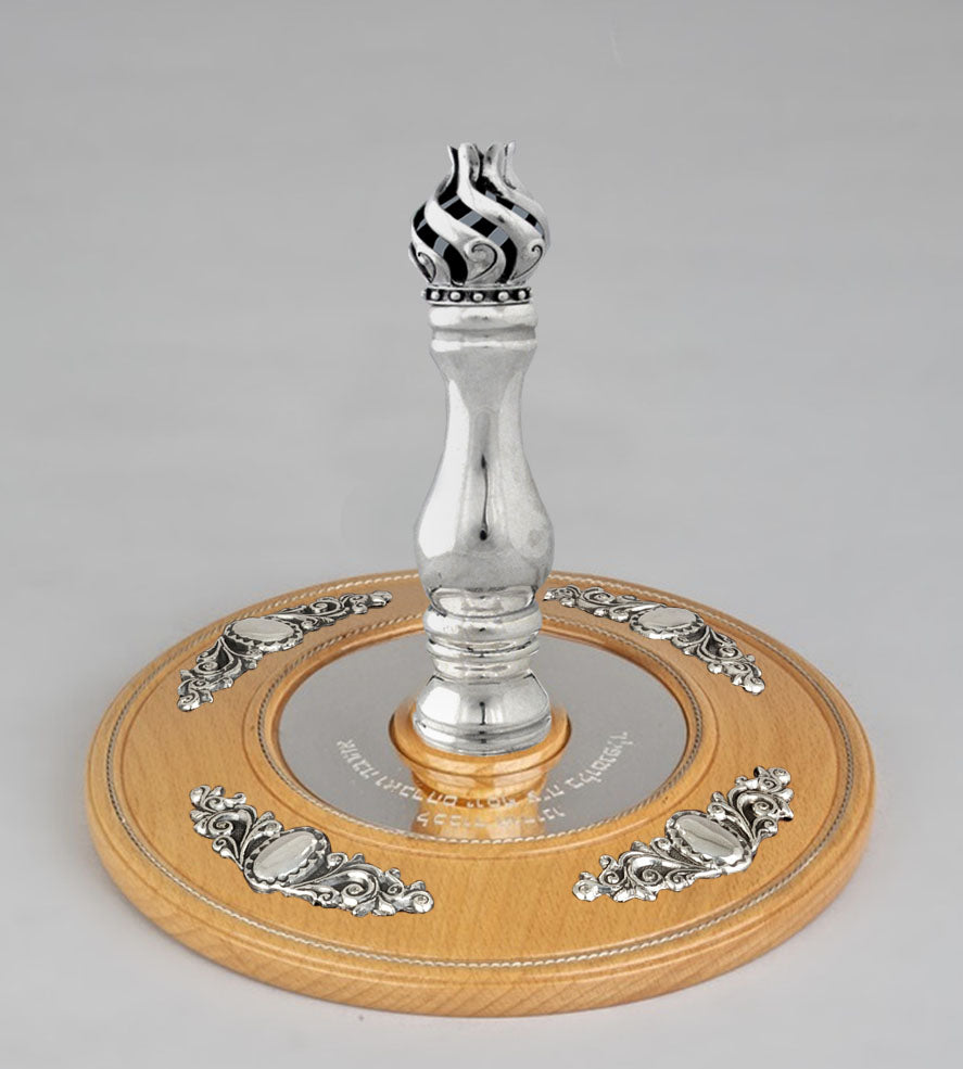 Wood & Silver Etz Chaim Torah Rollers #641-75