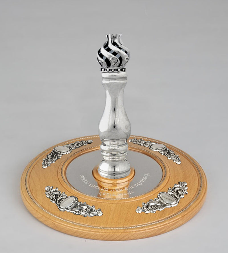 Wood & Silver Etz Chaim Torah Rollers #641-75