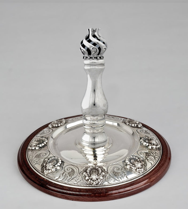 Wood & Silver Etz Chaim Torah Rollers #741-792 - Shell Design