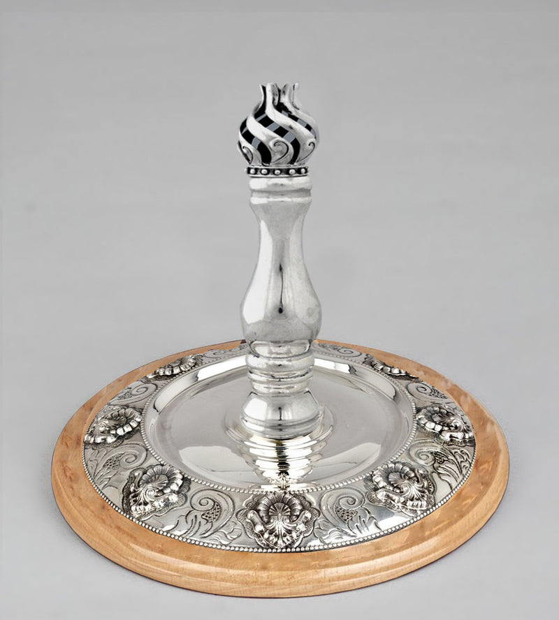 Wood & Silver Etz Chaim Torah Rollers #741-792 - Shell Design