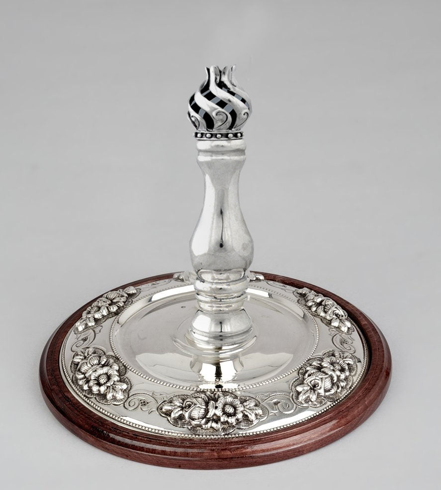 Wood & Silver Etz Chaim Torah Rollers #841-892 - Flower Design
