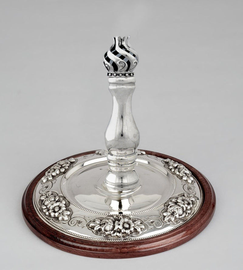 Wood & Silver Etz Chaim Torah Rollers #841-892 - Flower Design