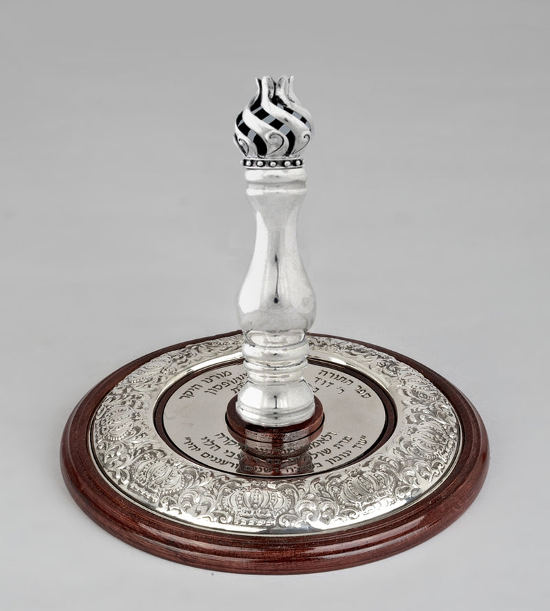 Wood & Silver Etz Chaim Torah Rollers #34-91