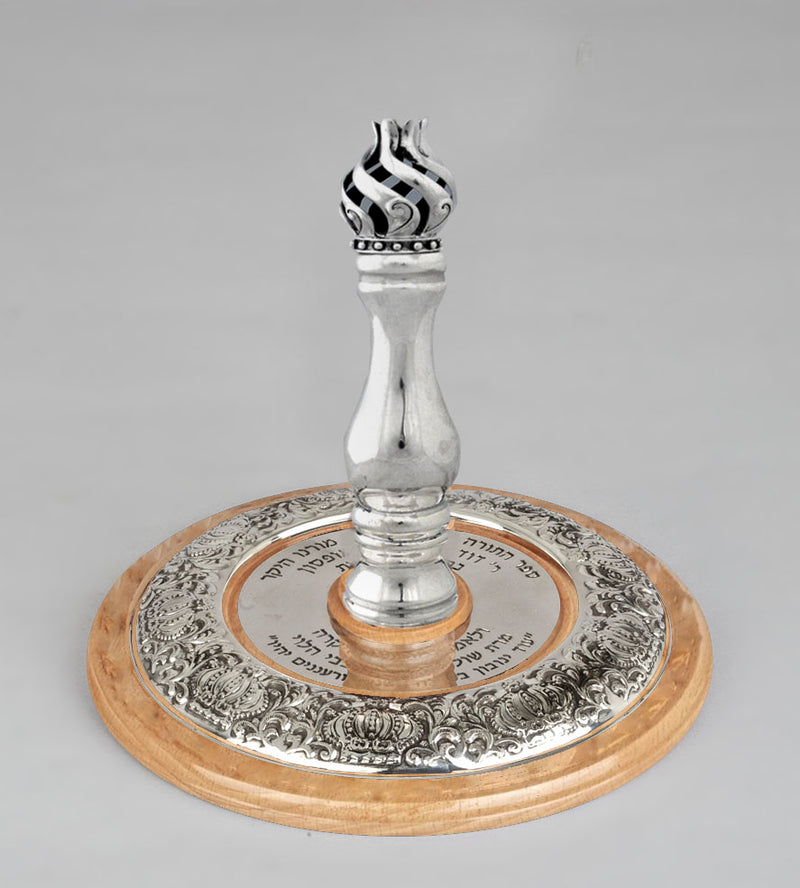 Wood & Silver Etz Chaim Torah Rollers #34-91