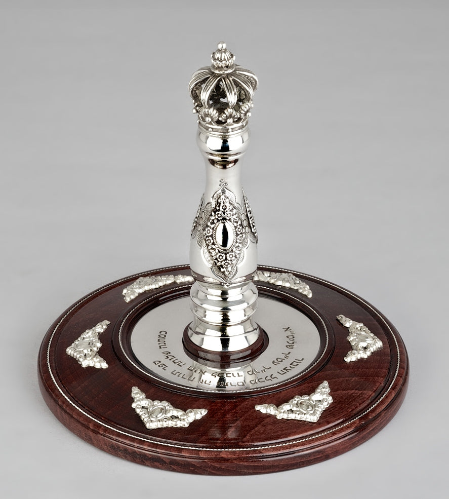 Wood & Silver Etz Chaim Torah Rollers #23-73