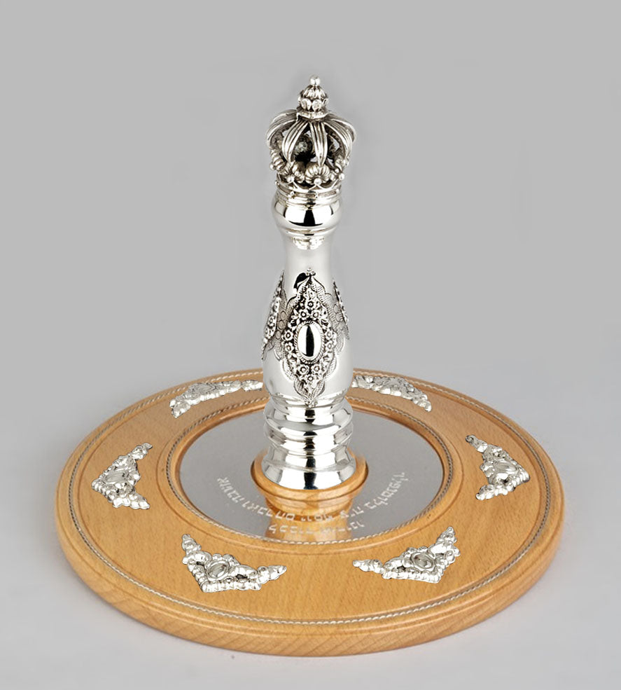 Wood & Silver Etz Chaim Torah Rollers #23-73