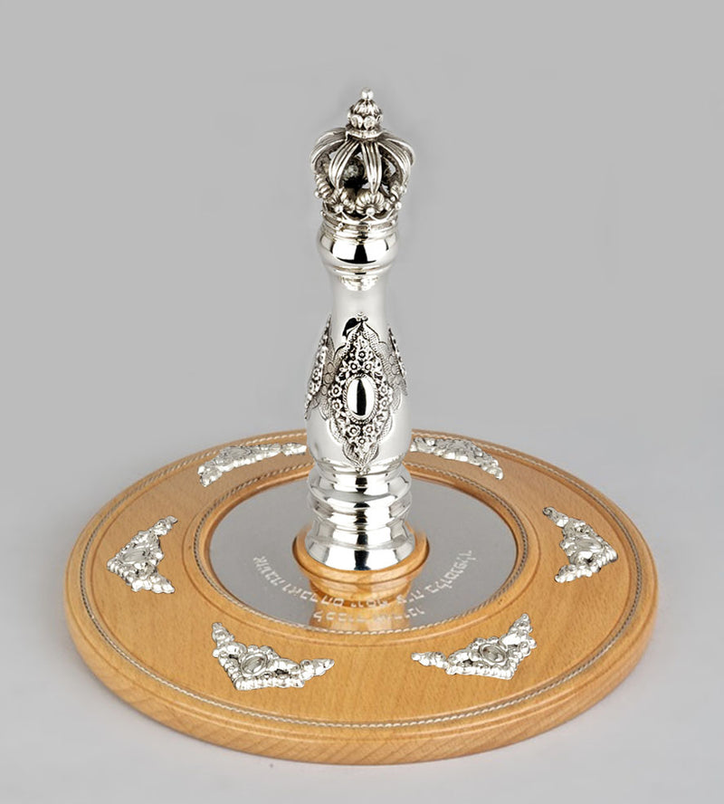 Wood & Silver Etz Chaim Torah Rollers #23-73