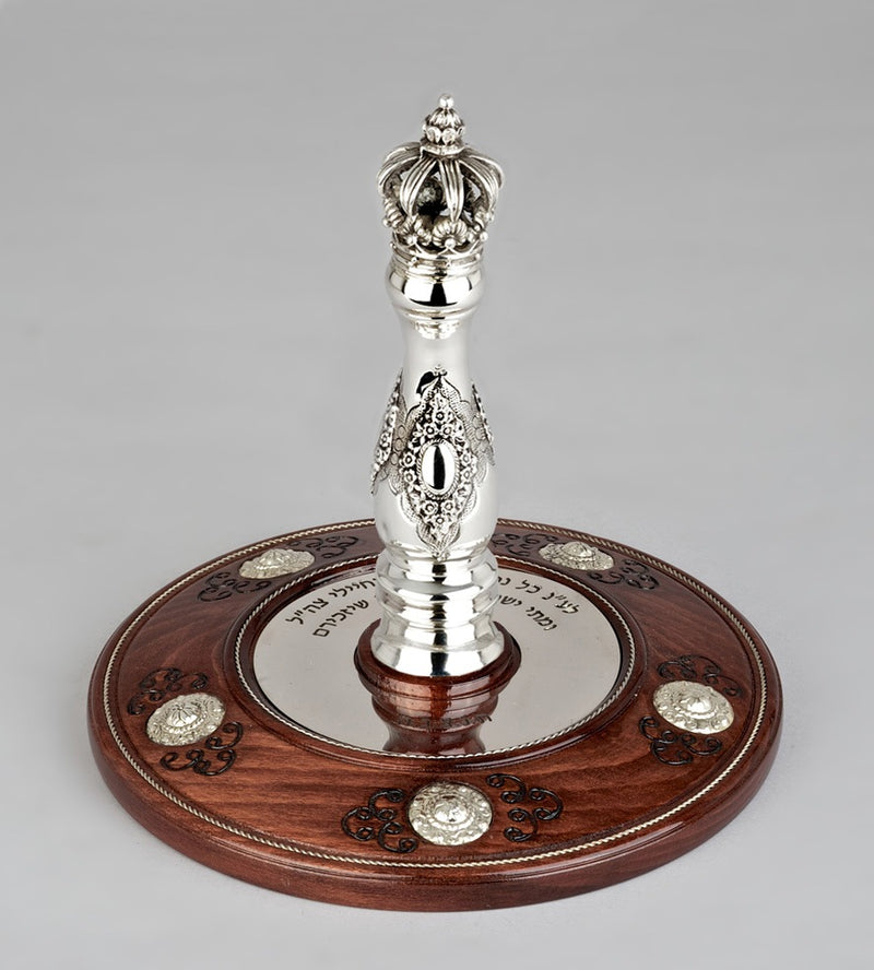 Wood & Silver Etz Chaim Torah Rollers #23-74