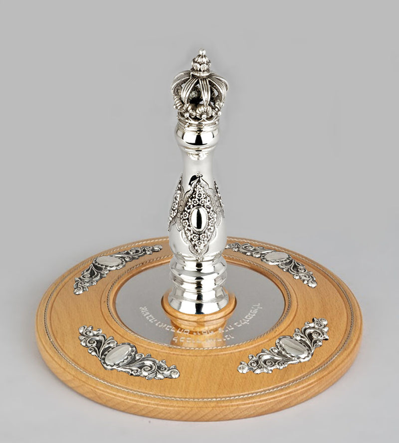 Wood & Silver Etz Chaim Torah Rollers #641-75