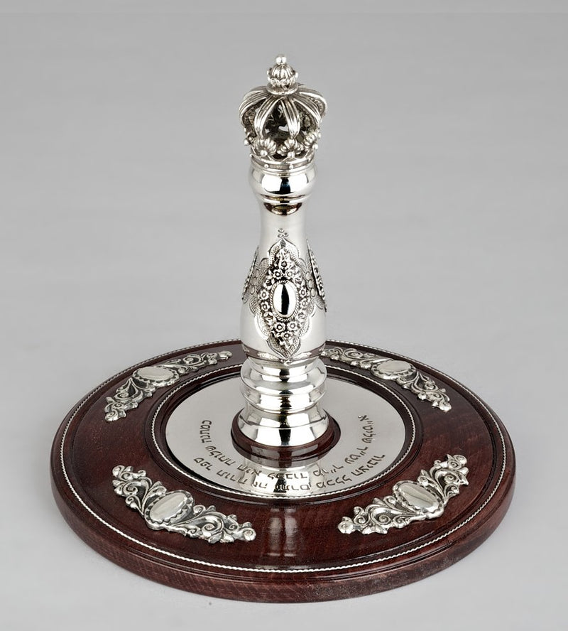 Wood & Silver Etz Chaim Torah Rollers #641-75