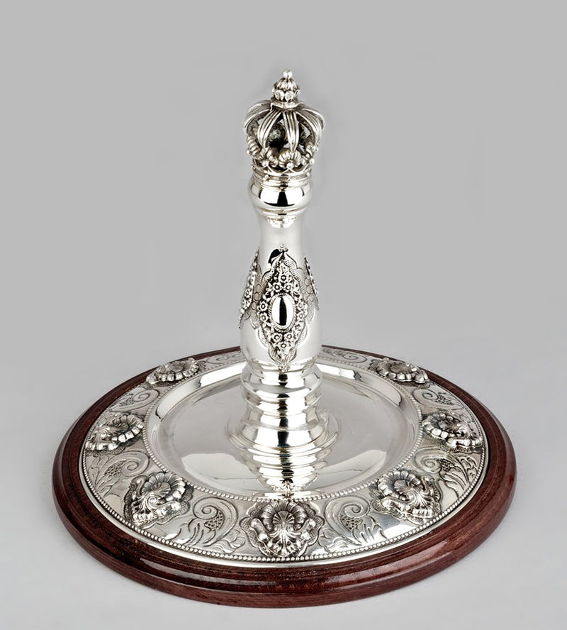 Wood & Silver Etz Chaim Torah Rollers #741-792 - Shell Design