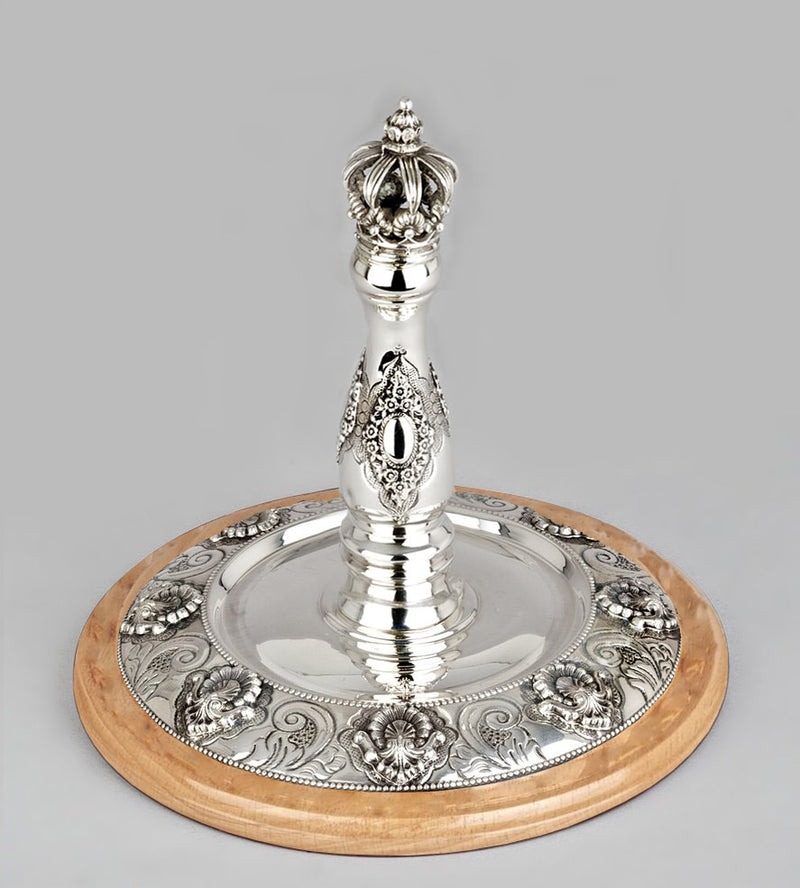 Wood & Silver Etz Chaim Torah Rollers #741-792 - Shell Design