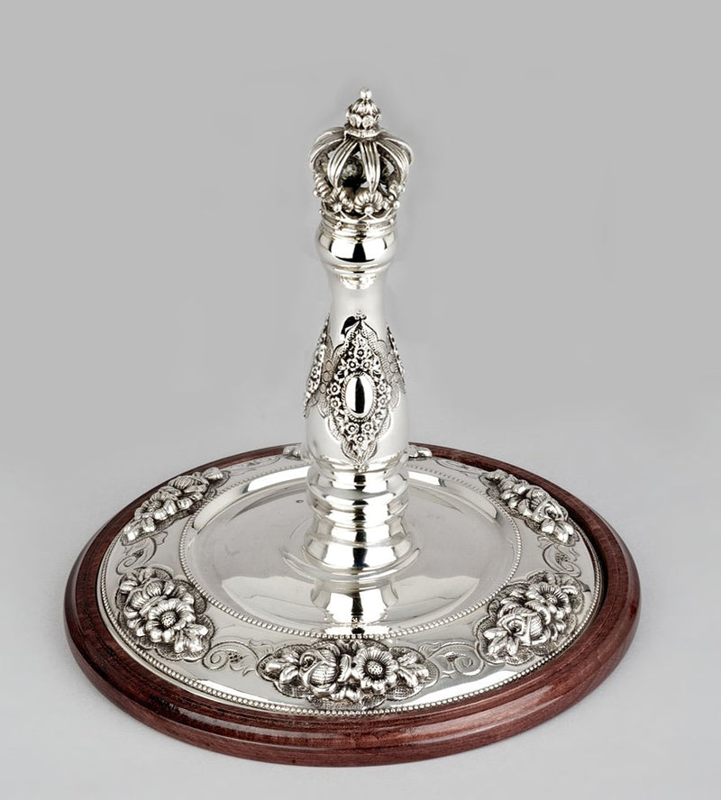 Wood & Silver Etz Chaim Torah Rollers #841-892 - Flower Design