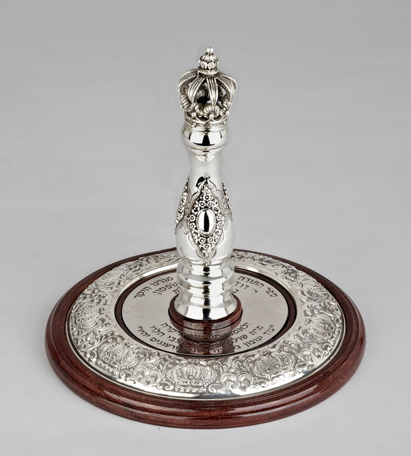 Wood & Silver Etz Chaim Torah Rollers #34-91