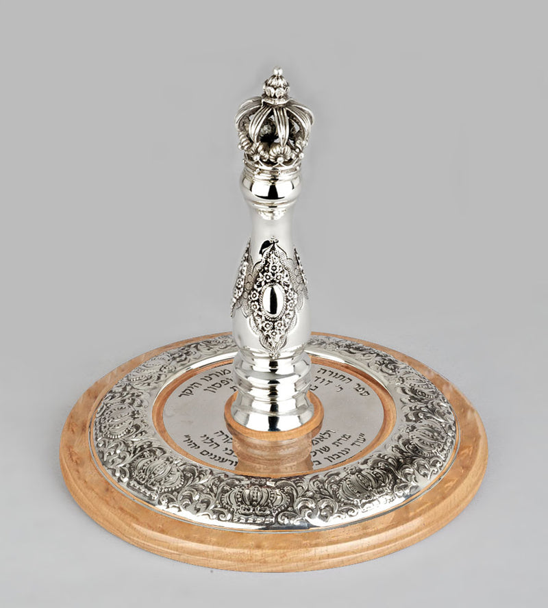 Wood & Silver Etz Chaim Torah Rollers #34-91