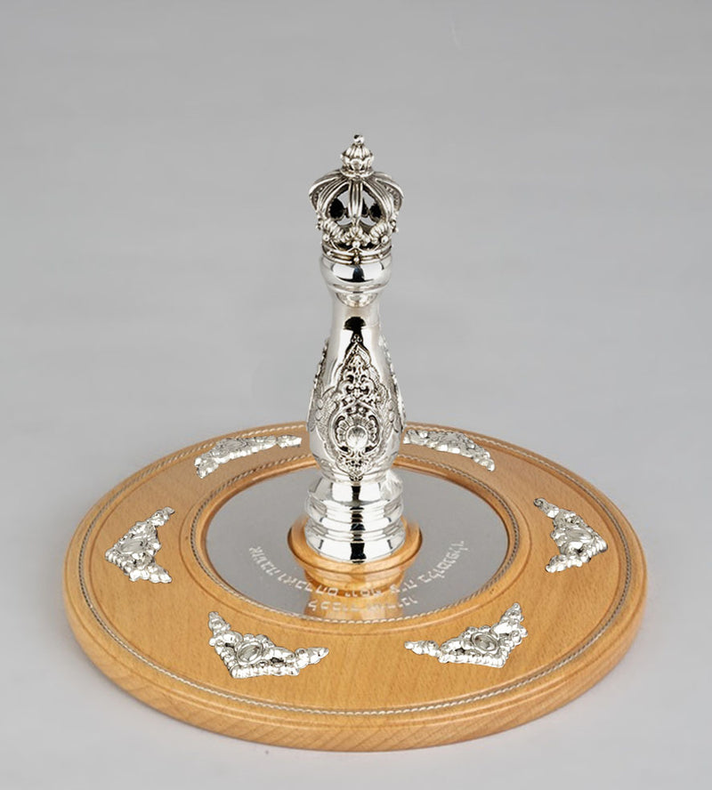 Wood & Silver Etz Chaim Torah Rollers #23-73