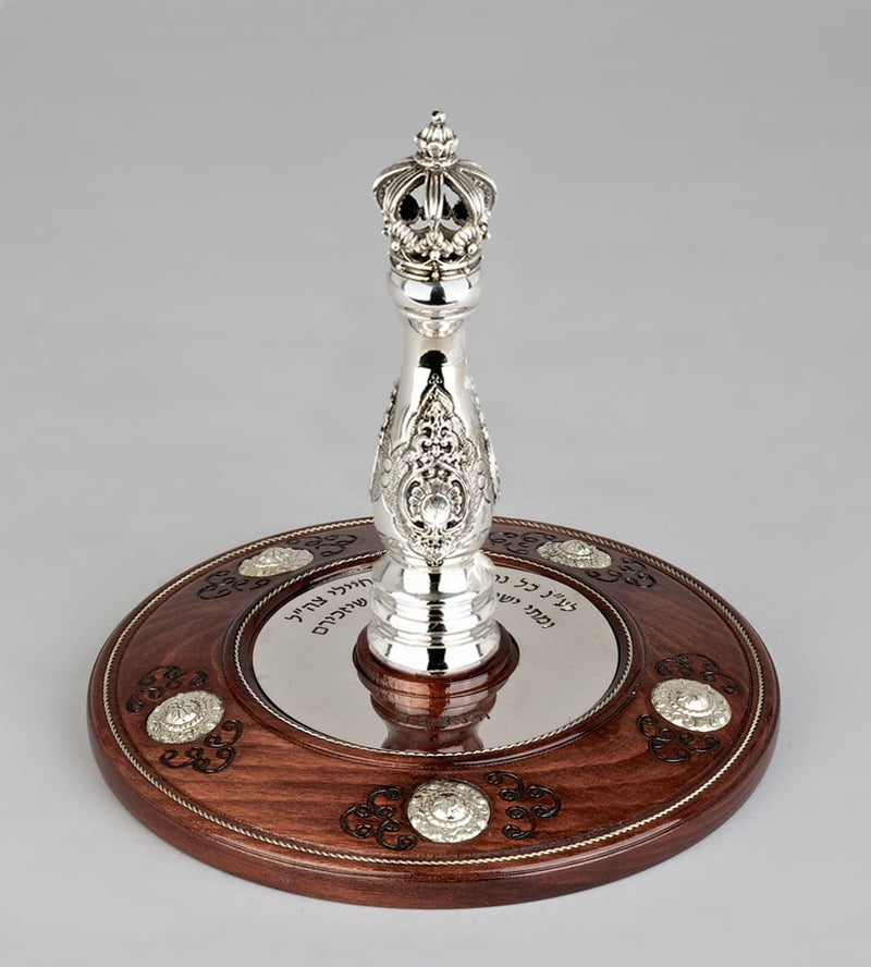 Wood & Silver Etz Chaim Torah Rollers #23-74