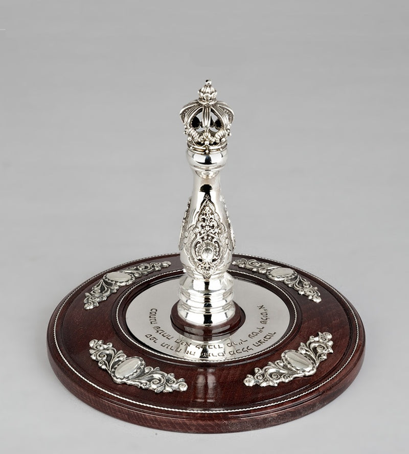 Wood & Silver Etz Chaim Torah Rollers #641-75