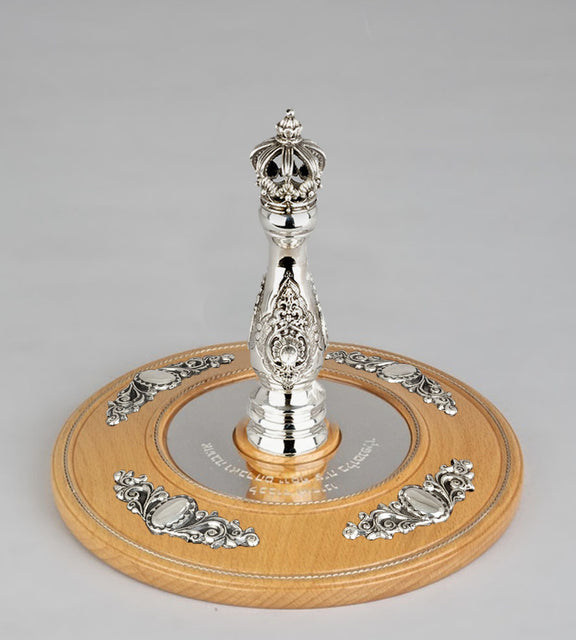 Wood & Silver Etz Chaim Torah Rollers #641-75