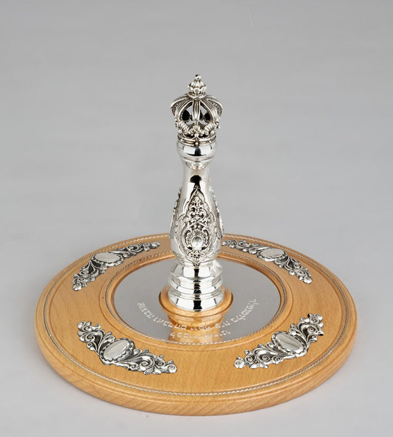 Wood & Silver Etz Chaim Torah Rollers #641-75