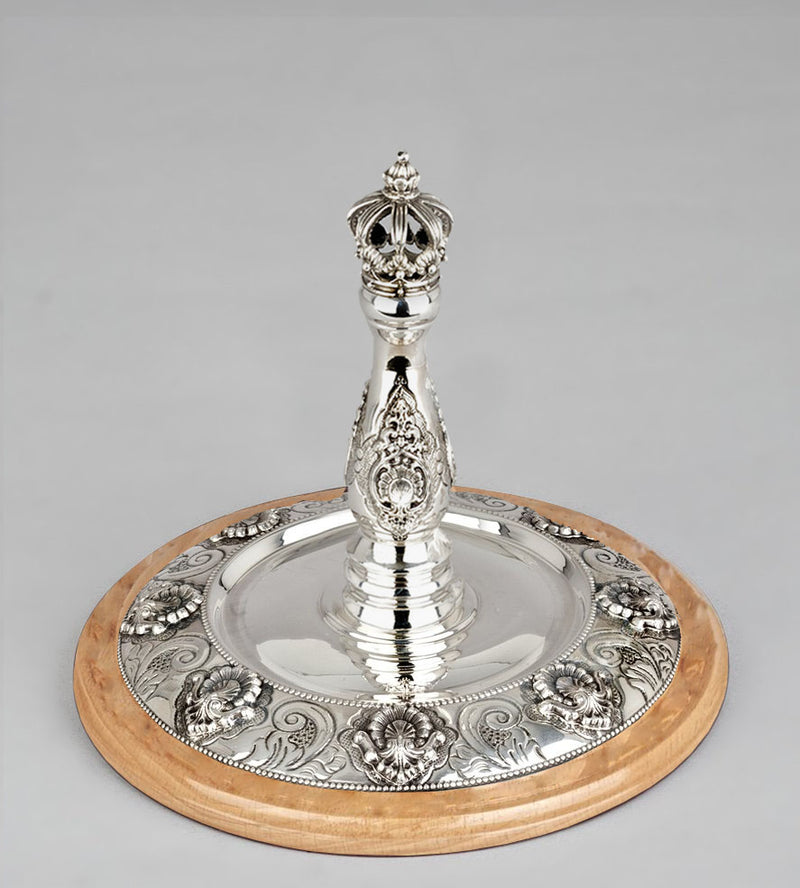 Wood & Silver Etz Chaim Torah Rollers #741-792 - Shell Design