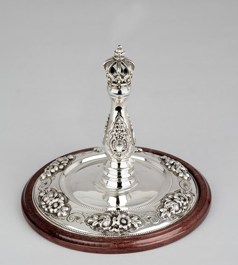 Wood & Silver Etz Chaim Torah Rollers #841-892 - Flower Design