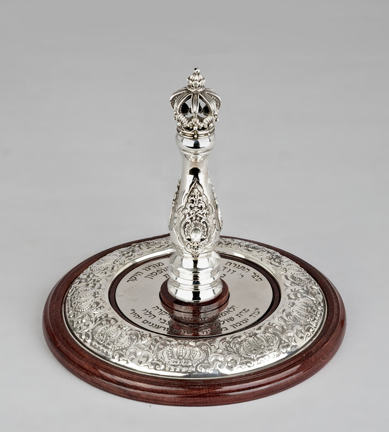 Wood & Silver Etz Chaim Torah Rollers #34-91