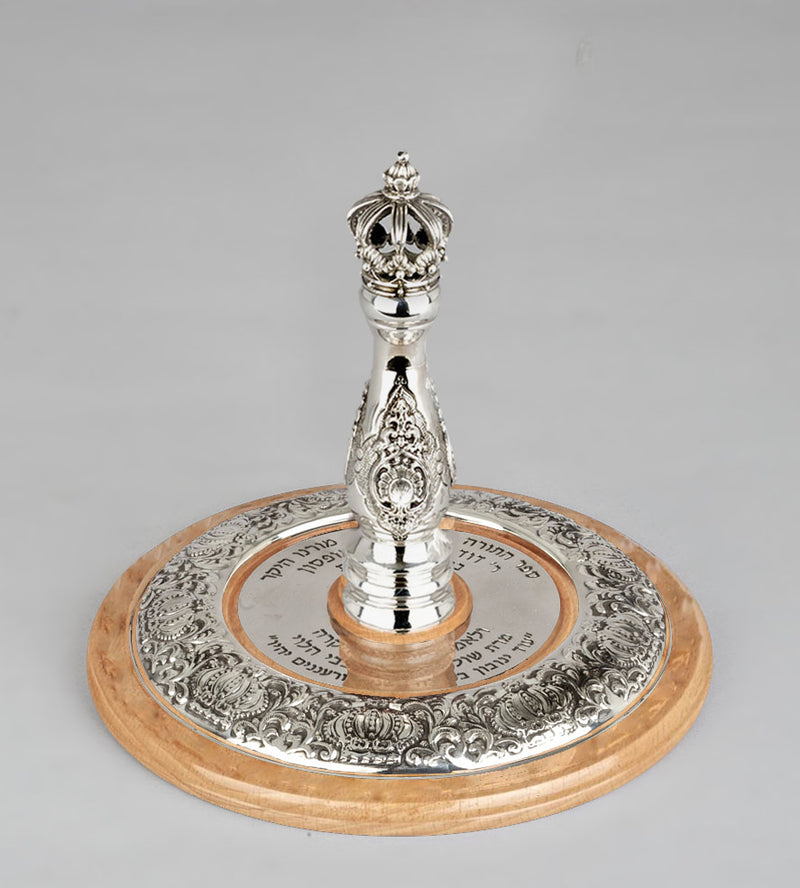 Wood & Silver Etz Chaim Torah Rollers #34-91