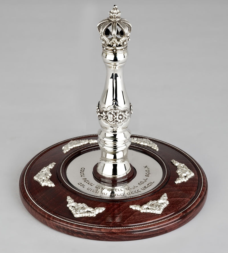 Wood & Silver Etz Chaim Torah Rollers #23-73