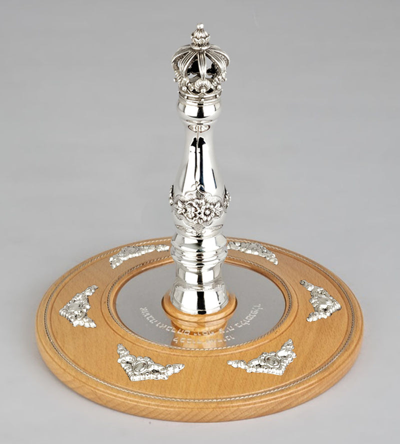 Wood & Silver Etz Chaim Torah Rollers #23-73