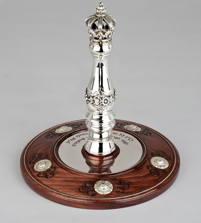 Wood & Silver Etz Chaim Torah Rollers #23-74