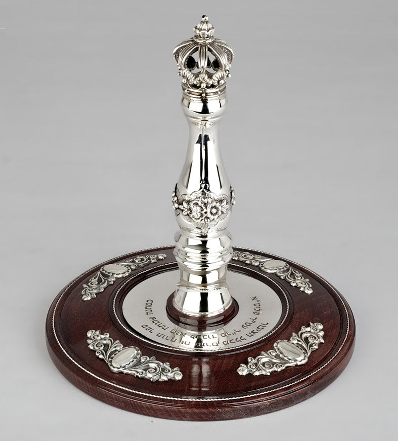 Wood & Silver Etz Chaim Torah Rollers #641-75