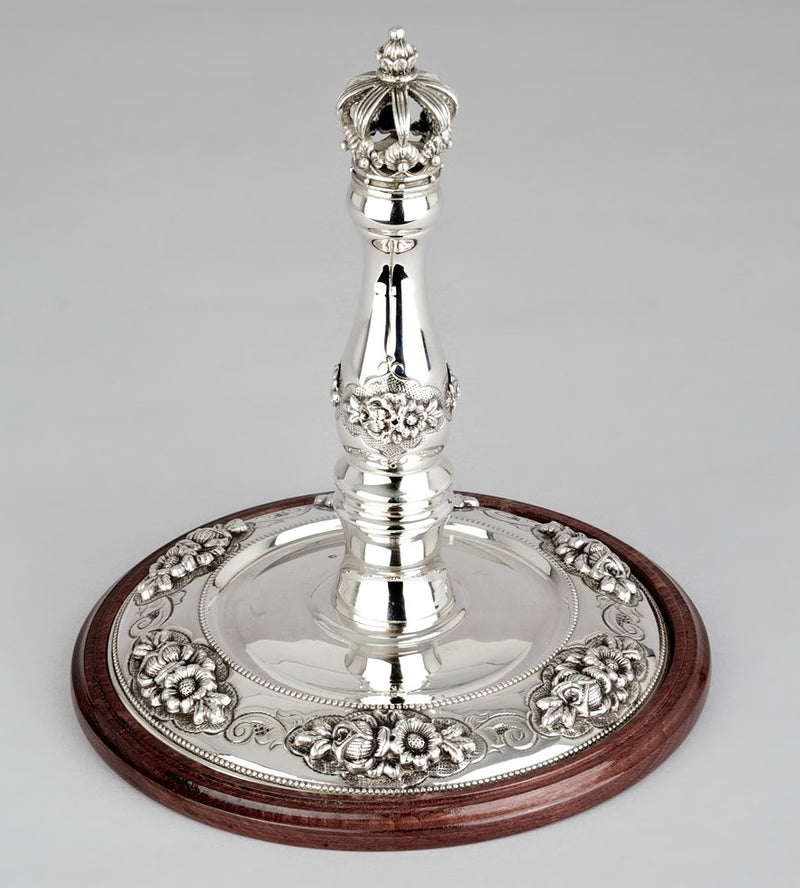 Wood & Silver Etz Chaim Torah Rollers #841-892 - Flower Design