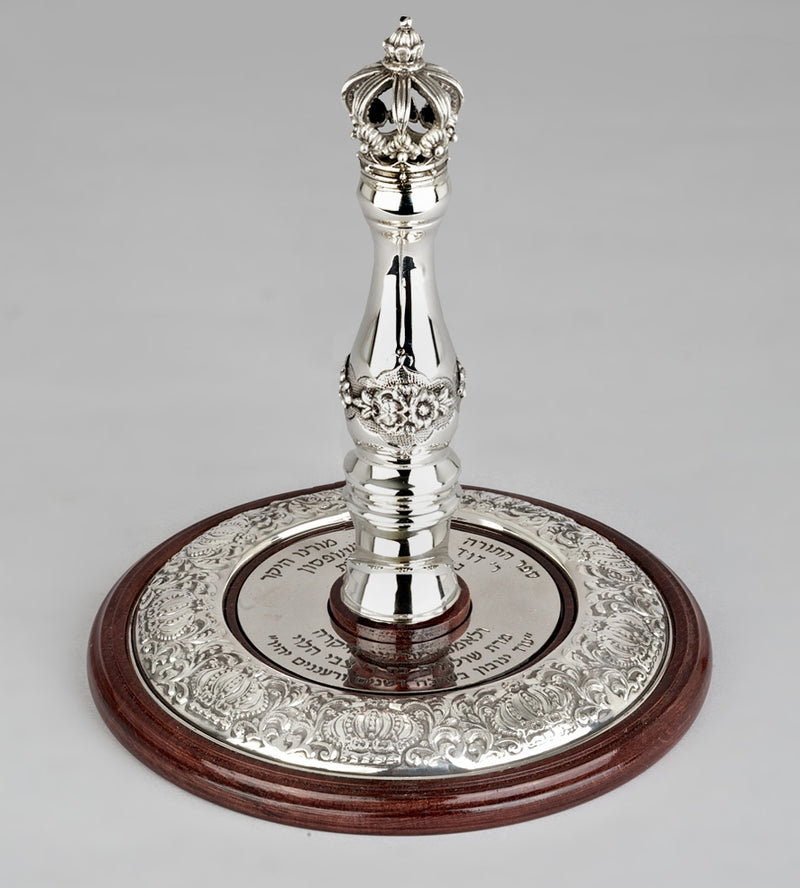 Wood & Silver Etz Chaim Torah Rollers #34-91