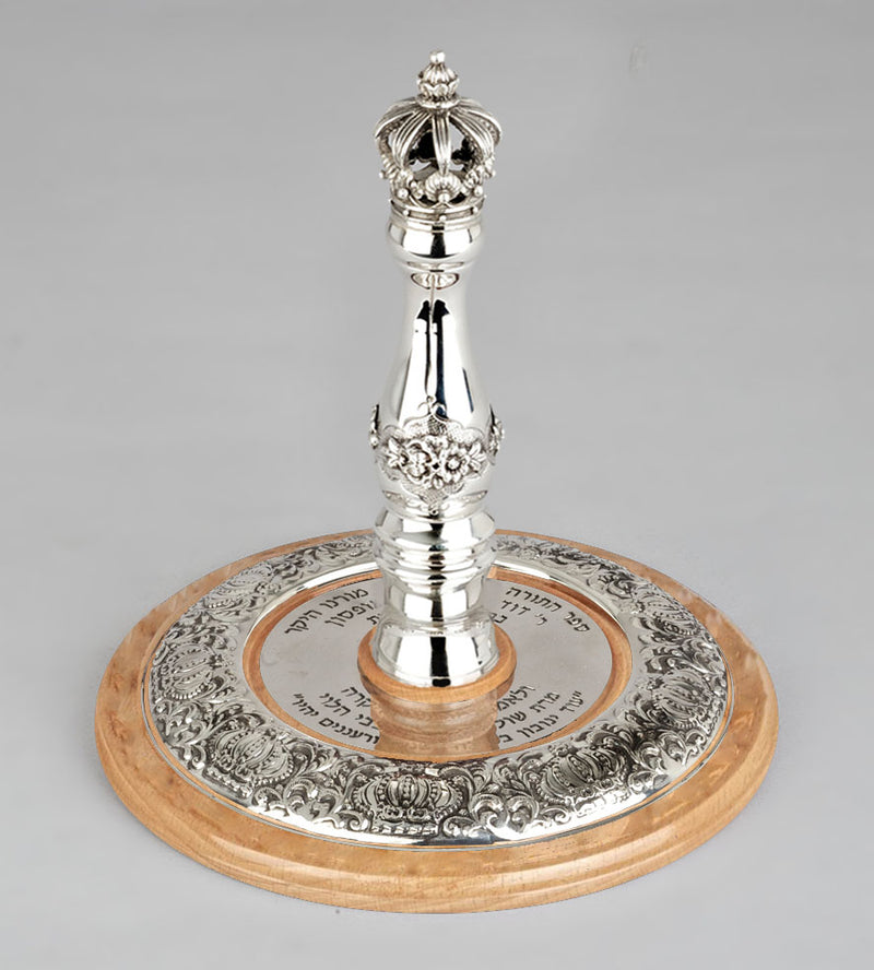 Wood & Silver Etz Chaim Torah Rollers #34-91